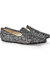 Jimmy Choo Wheel Glitter Finished Leather Loafers
