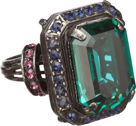 Lanvin Tutti Frutti Single Stone Cocktail Ring in Multicolor (gunmetal) - Lyst