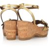 Stella Mccartney Metallic Faux Leather and Cork Wedge Sandals in Gold - Lyst