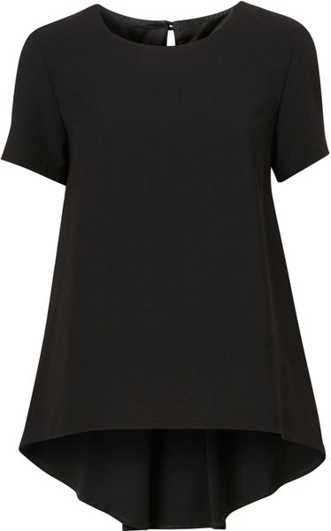 Topshop Premium Step Hem Blouse in Black - Lyst