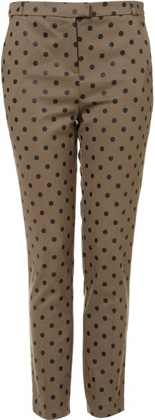 Topshop Khaki Flock Spot Trousers - Lyst