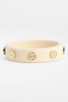 Tory Burch Wood Logo Stud Bangle - Lyst