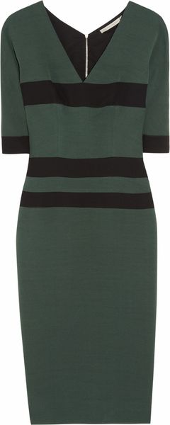 Victoria Beckham Striped Silkblend Stretchcrepe Dress - Lyst