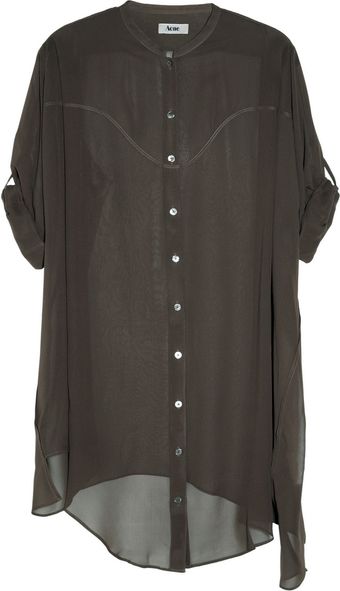 Acne Silkgeorgette Shirt Dress - Lyst