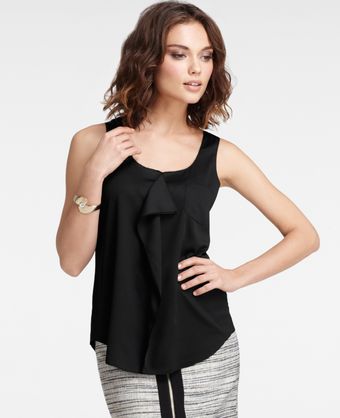 Ann Taylor Ruffle Front Sleeveless Top - Lyst