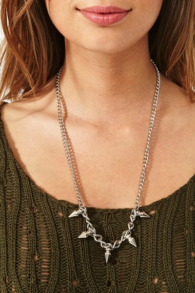 Nasty Gal Spike Chain Necklace in Silver - Lyst