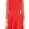 Antonio Berardi Lace Sleeved Crepe Skater Dress in Red - Lyst