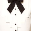 Asos Collection Asos Blouse with Folded Bib and Contrast Bow in White (cream) - Lyst