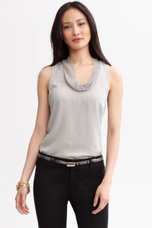 Banana Republic Chiffon Trim Cowlneck Blouse - Lyst