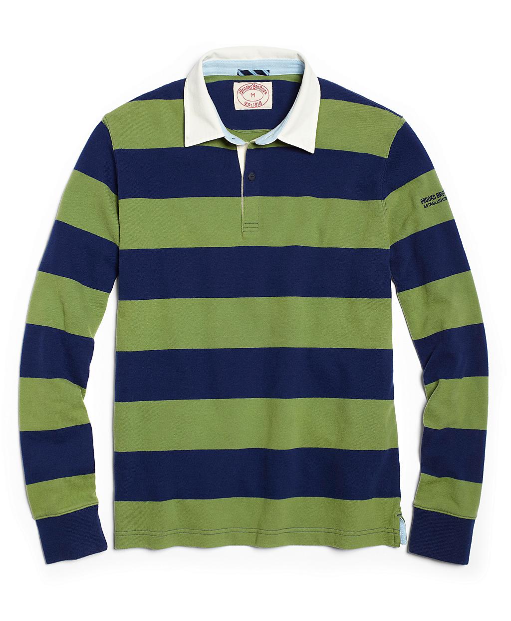 Brooks Brothers Rugby Stripe Polo In Blue For Men Green Navy Lyst