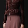 Burberry Prorsum Velvet Peplum Jacket in Purple (dark mauve pink) - Lyst