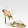 Christian Louboutin Icone Translucent Studded Metallic Leather Sandals in Gold - Lyst