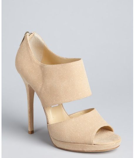 Jimmy Choo Champagne Sparkle Leather Private Cutout Sandals in Beige (champagne) - Lyst