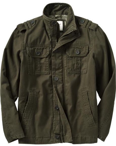 Old Navy Twill Military Jackets in Green for Men (olive green)