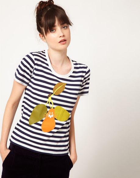 Peter Jensen Striped Pear Tee in Blue (navywhite) - Lyst