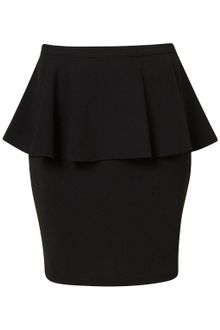 Topshop Black Textured Peplum Skirt - Lyst