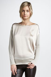 Vince Knit Sleeve Silk Tee - Lyst