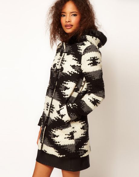 Asos Collection Asos Knitted Aztec Duffle Coat in Multicolor (multi) - Lyst