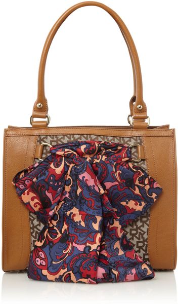 Dkny Scarf Tote Bag in Brown (tan) - Lyst