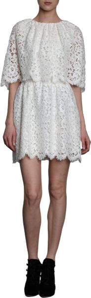 Dolce & Gabbana Lace Cape Mini Dress in White - Lyst
