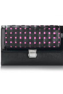 Poupee Couture Woven Cover Clutch in Black and Neon Pink - Lyst