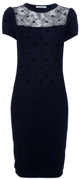 Valentino Lace Panel Dress in Blue - Lyst