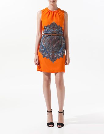 Zara Printed Cashmere Dress - Lyst