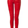 Balmain Lipstick Lowrise Skinny Leather Pants in Red - Lyst
