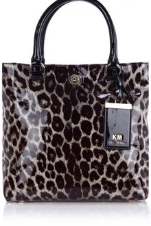 Karen Millen Patent Leopard Print Tote - Lyst