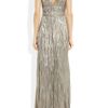 Oscar De La Renta Pleated Lamé Gown in Silver (gold) - Lyst