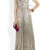 Oscar De La Renta Pleated Lamé Gown in Silver (gold) - Lyst