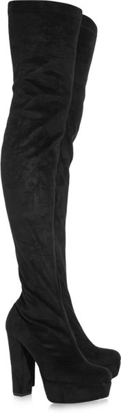 Stella Mccartney Faux Suede Thigh Boots in Black - Lyst