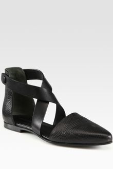 Alexander Wang Tabea Lizard-print Leather Crisscross Flats - Lyst