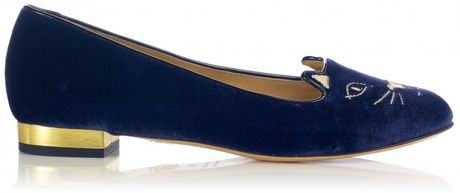 Charlotte Olympia Kitty Flat in Blue (navy) - Lyst