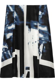 Jil Sander Printed Pleated Cotton Skirt - Lyst