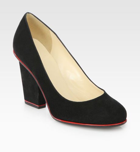 Kate Spade Suede and Patent Leather Trim Pumps in Black - Lyst