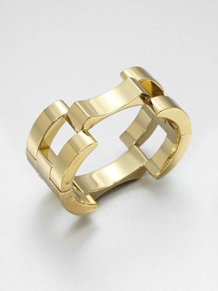 Michael Kors Hinged Link Bangle Bracelet in Gold - Lyst