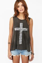 Nasty Gal Faded Cross Muscle Tee