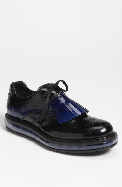 Prada Levitate Kiltie Slip On in Black for Men (black/ colbalt) - Lyst