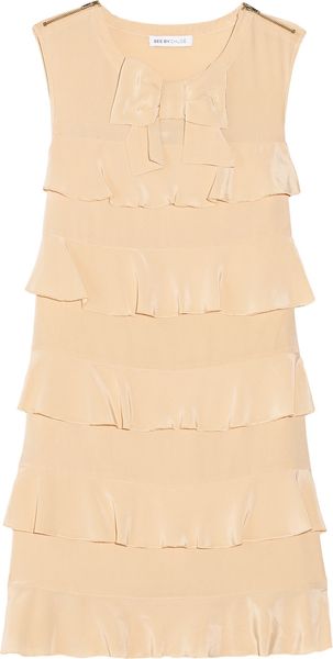 See By Chloé Ruffled Silkcrepe Dress - Lyst