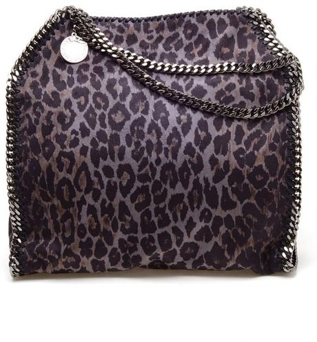 Stella Mccartney Falabella Faux Suede Shoulder Bag in Gray (leopard) - Lyst