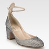 Valentino Crystalcoated Suede Ankle Strap Pumps in Silver - Lyst
