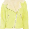Acne Rita Shearling Biker Jacket in Yellow - Lyst