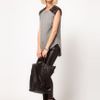 Asos Collection  Tshirt with Pu Stud Shoulder in Gray (grey) - Lyst