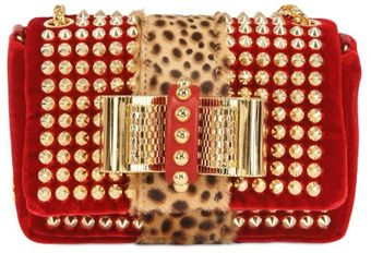Christian Louboutin Sweety Charity Velvet Pony Spikes Clutch - Lyst