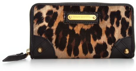 Juicy Couture Leopard Velour Zip Wallet in Animal (camel leopard) - Lyst