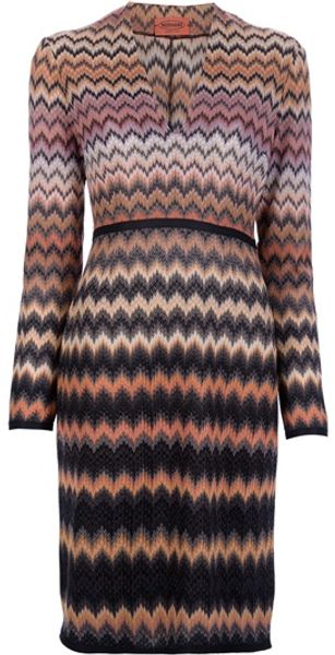 Missoni Vneck Dress in Orange - Lyst