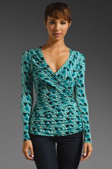 Plenty By Tracy Reese Constructivist Flag Jersey Draped T Top in Lagoonkhaki - Lyst