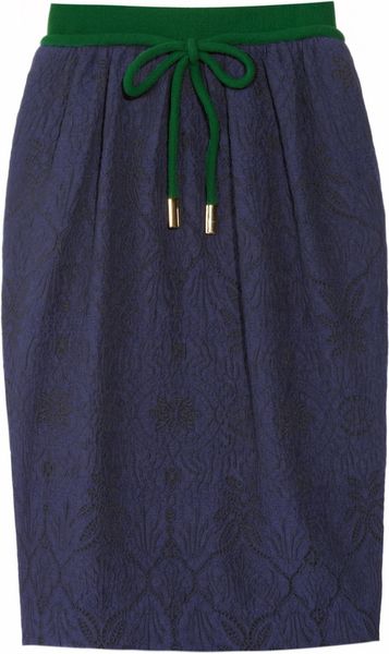 Preen Elfie Crepe and Brocade Skirt in Blue (navy) - Lyst