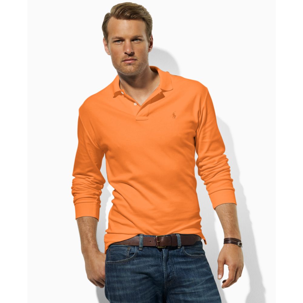 Ralph Lauren Classic Fit Interlock Long Sleeved Polo in Orange for Men (deco orange) | Lyst